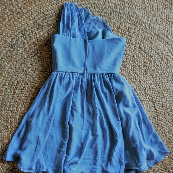 Alfred Angelo Blue Dress S4 1-Shoulder Fit & Flare - Picture 1 of 7